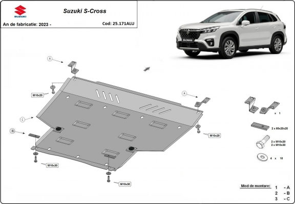 Unterfahrschutz für Motor der Marke Suzuki S-Cross - Aktionspaket Aluminium