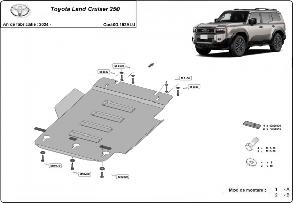 Unterfahrschutz für Motor der Marke Toyota Land Cruiser - Aktionspaket Aluminium