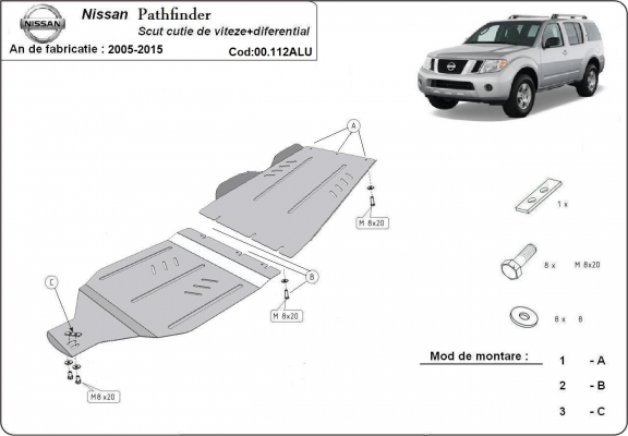 Aluminium Getriebe Schutz für Nissan Pathfinder