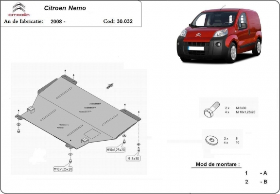 Unterfahrschutz für Motor der Marke Citroen Nemo