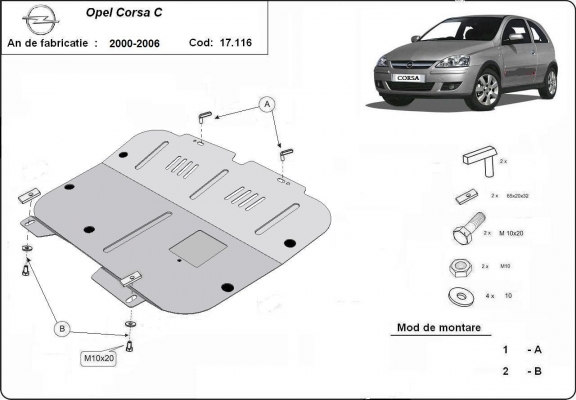 Unterfahrschutz für Motor der Marke Opel Corsa C