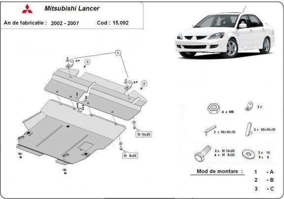 Unterfahrschutz für Motor der Marke Mitsubishi Lancer