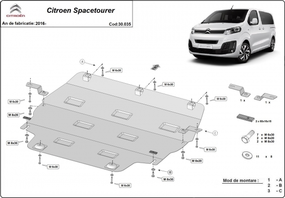 Unterfahrschutz für Motor der Marke Citroen Spacetourer