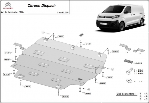 Unterfahrschutz für Motor der Marke Citroen Dispatch