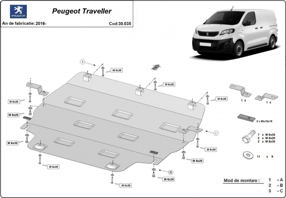 Unterfahrschutz für Motor der Marke Peugeot Traveller