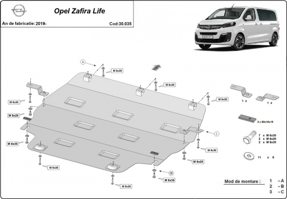 Unterfahrschutz für Motor der Marke Opel Zafira Life
