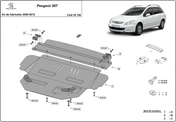 Unterfahrschutz für Motor der Marke Peugeot 307