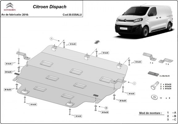 Aluminium  Unterfahrschutz Citroen Dispach 
