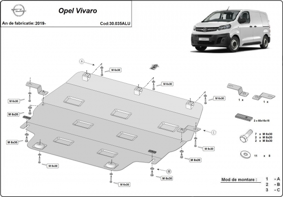 Aluminium  Unterfahrschutz Opel Vivaro 