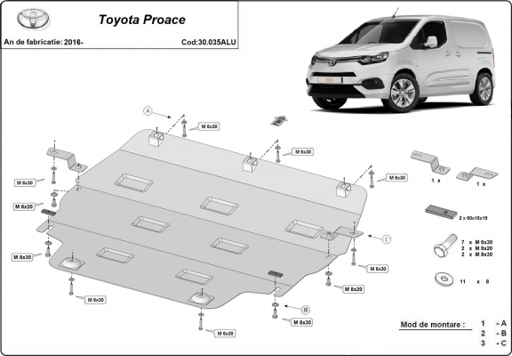 Aluminium  Unterfahrschutz Toyota Proace 
