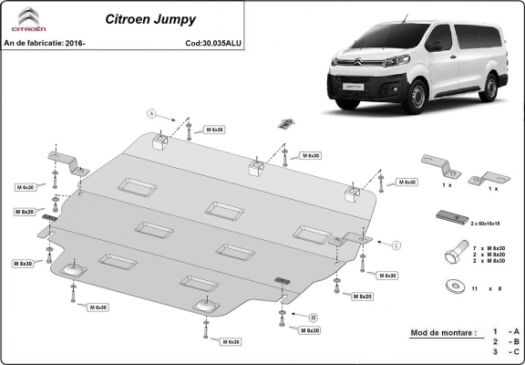 Aluminium  Unterfahrschutz Citroen Jumpy 