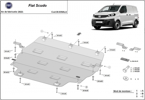 Aluminium  Unterfahrschutz Fiat Scudo 