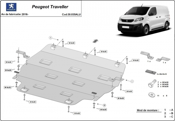 Aluminium  Unterfahrschutz Peugeot Traveller 