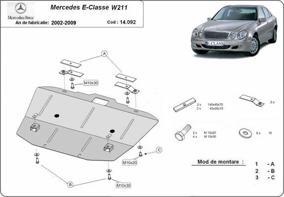 Unterfahrschutz für Motor der Marke Mercedes E-Class W211