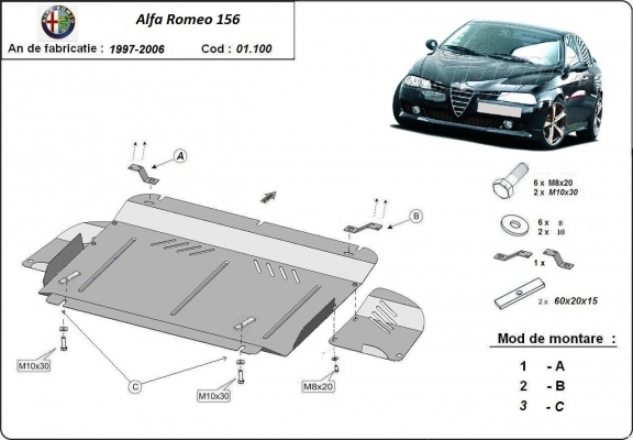 Unterfahrschutz für Motor der Marke Alfa Romeo 156