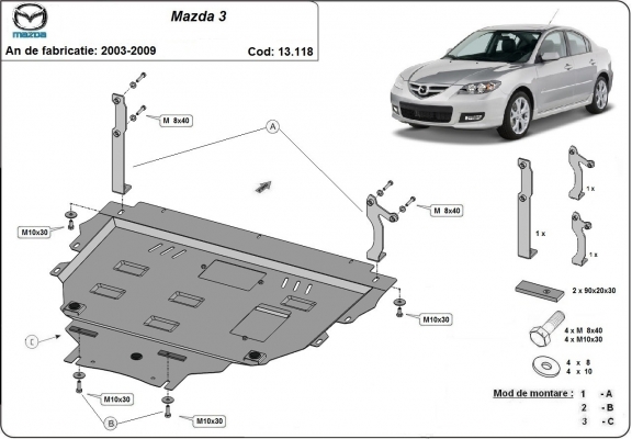 Unterfahrschutz für Motor der Marke Mazda 3