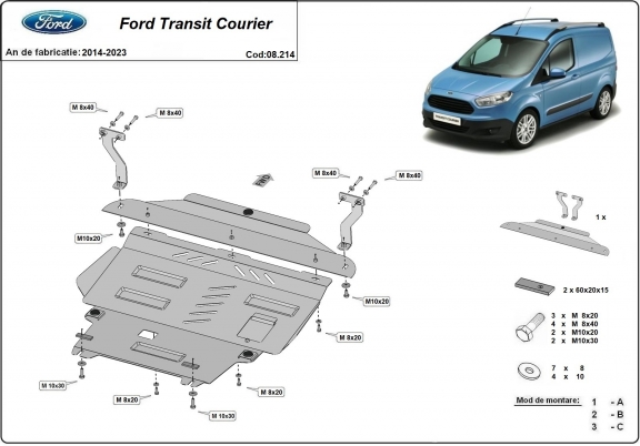 Unterfahrschutz für Motor der Marke Ford Transit Courier