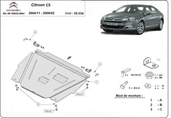 Unterfahrschutz für Motor der Marke Citroen C5