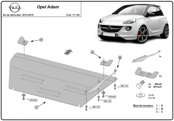 Unterfahrschutz für Motor der Marke Opel Adam