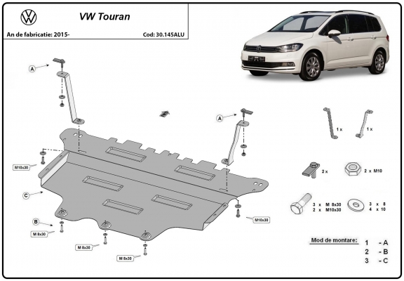 Aluminium Unterfahrschutz für Motor der Marke VW Touran