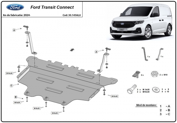 Aluminium Unterfahrschutz für Motor der Marke Ford Transit Connect