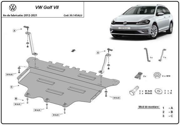 Aluminium Unterfahrschutz für Motor und Getriebe für den VW Golf 7