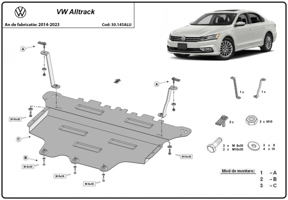 Aluminium Unterfahrschutz für Motor der Marke VW Passat Alltrack