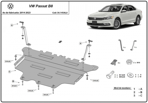 Aluminium Unterfahrschutz für Motor der Marke VW Passat B8
