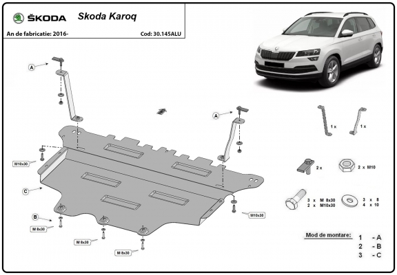 Aluminium Unterfahrschutz für Motor der Marke Skoda Karoq