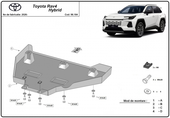 Stahl Differentialschutz für Toyota RAV 4 Hybrid