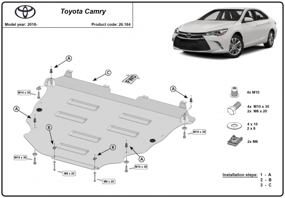 Unterfahrschutz für Motor der Marke Toyota Camry
