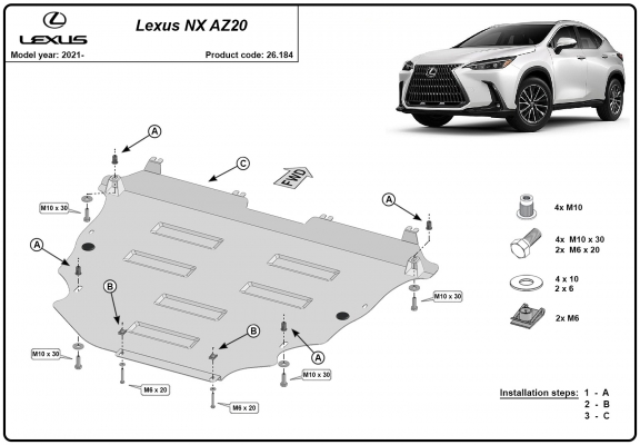 Unterfahrschutz für Motor der Marke Lexus NX AZ20