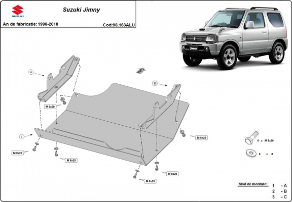 Unterfahrschutz für Motor der Marke Suzuki Jimny - Aluminium