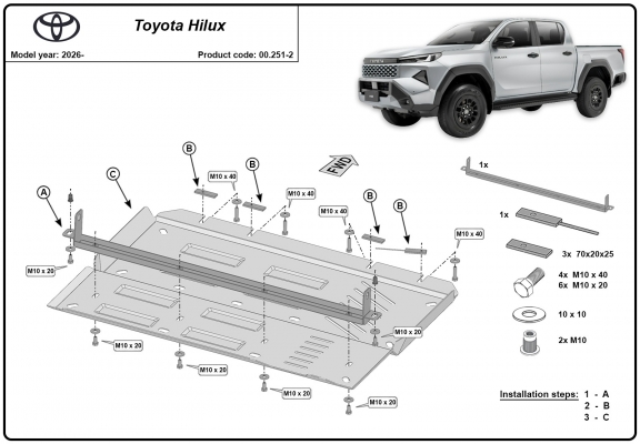 Stahl Differentialschutz für Toyota Hilux