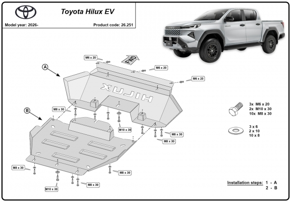 Unterfahrschutz für Motor der Marke Toyota Hilux EV