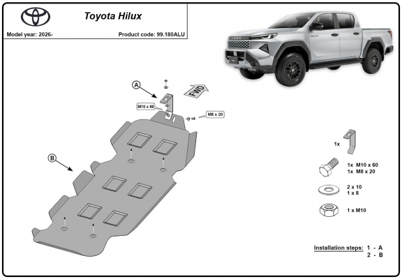Aluminium schutz für Treibstofftank der Marke  Toyota Hilux Revo