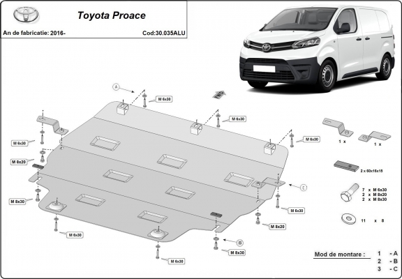 Aluminium  Unterfahrschutz Toyota Proace 