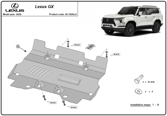 Kühlerschutz für unten aus Aluminium für Lexus GX