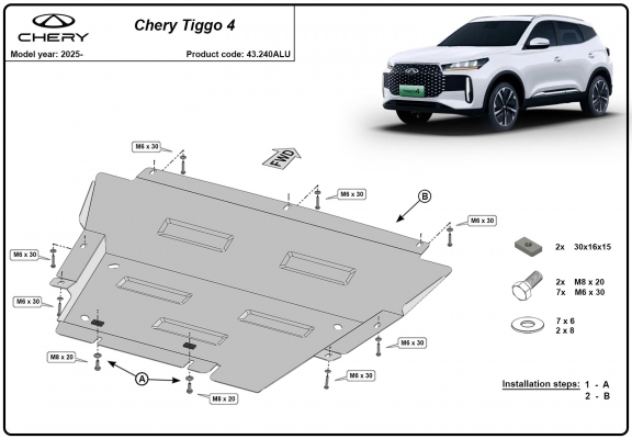 Aluminium Unterfahrschutz für Motor der Marke Chery Tiggo 4