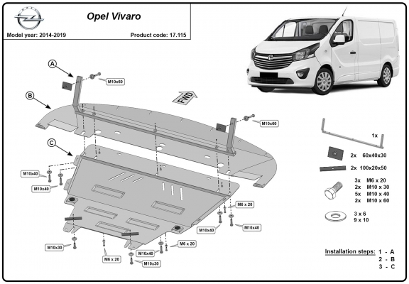 Unterfahrschutz für Motor der Marke Opel Vivaro B