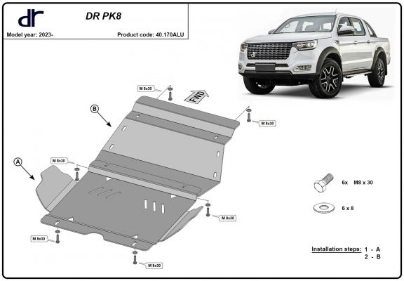 Aluminium Unterfahrschutz für Motor der Marke DR PK8