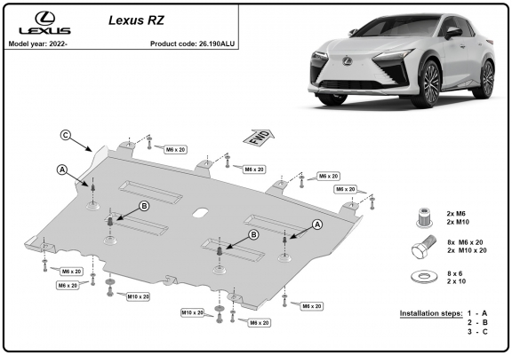 Aluminium Unterfahrschutz für Motor der Marke Lexus RZ