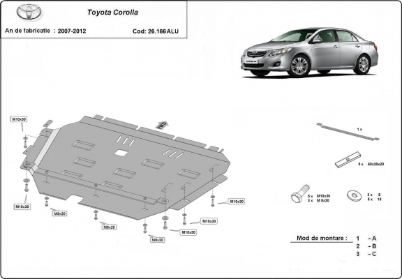 Aluminium Unterfahrschutz für Motor der Marke Toyota Corolla