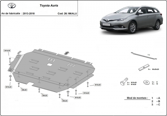 Aluminium Unterfahrschutz für Motor der Marke Toyota Auris