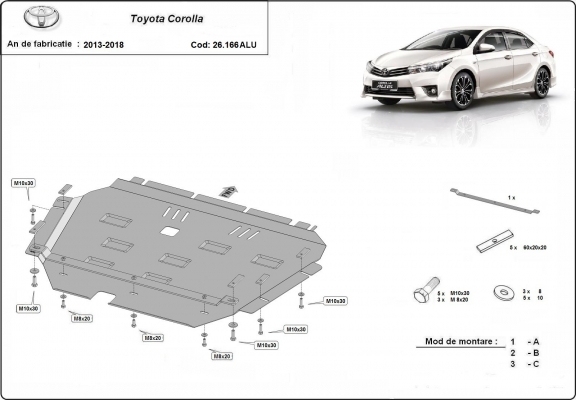 Aluminium Unterfahrschutz für Motor der Marke Toyota Corolla