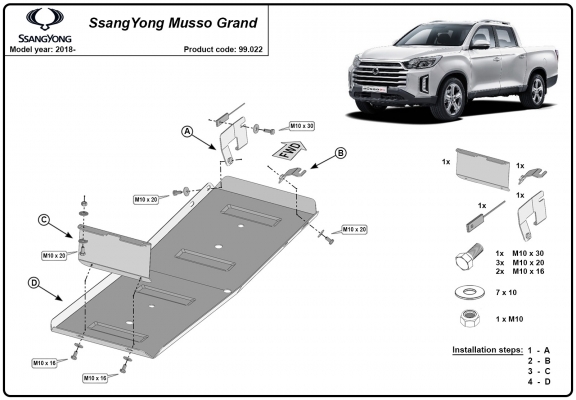 Stahlschutz für Treibstofftank der Marke  Ssangyong Musso Grand