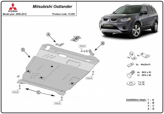Unterfahrschutz für Motor der Marke Mitsubishi Outlander