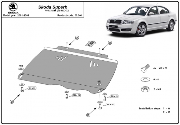 Unterfahrschutz für Schaltgetriebe aus Stahl für Skoda Superb