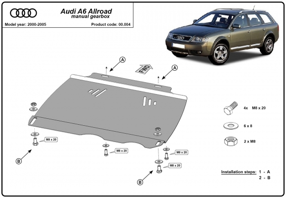 Unterfahrschutz für Schaltgetriebe aus Stahl für Audi Allroad A6