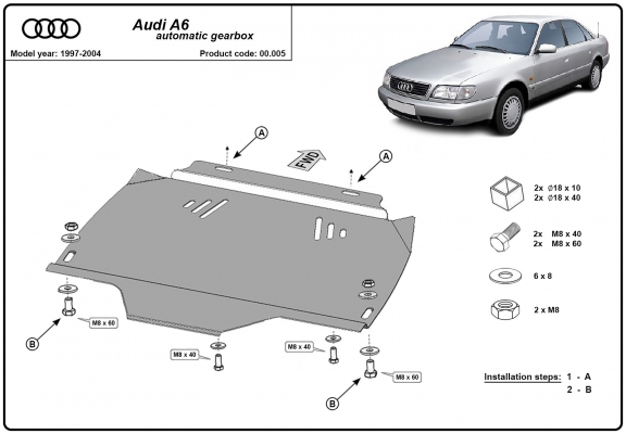 Unterfahrschutz aus Stahl für Automatikgetriebe der Marke Audi A6